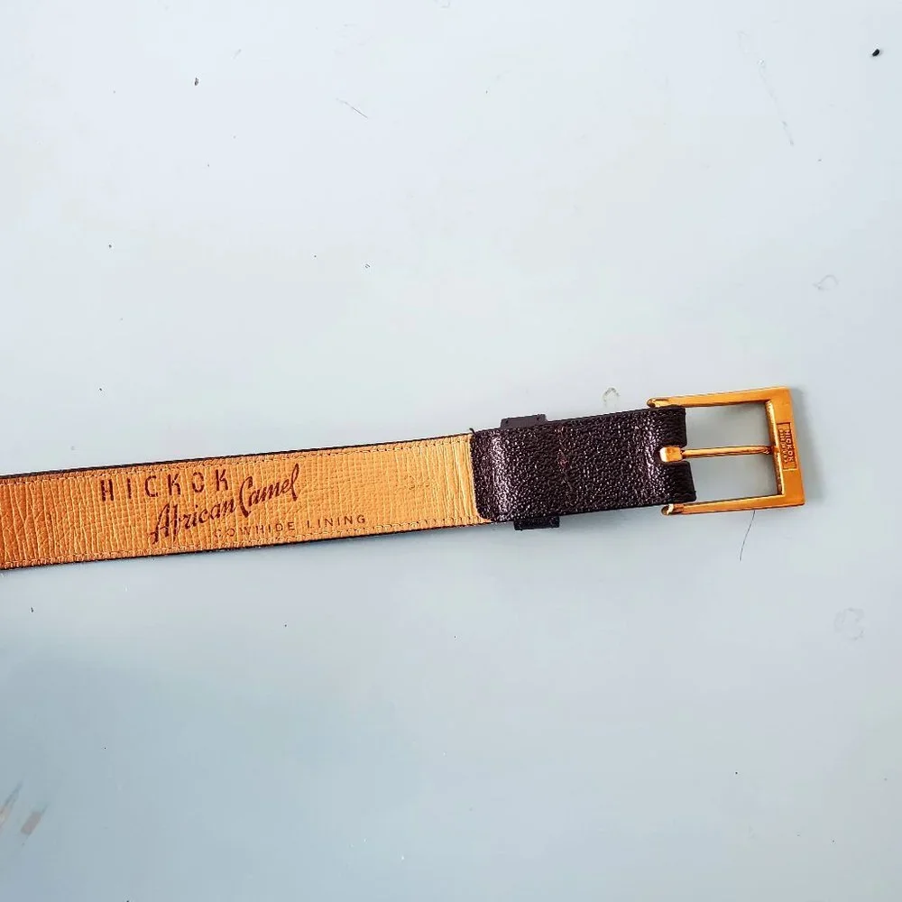 Hikock Vintage 40s 50s Black American Camel Leather Belt Mens Size 32 1"wide - Picture 5 of 6